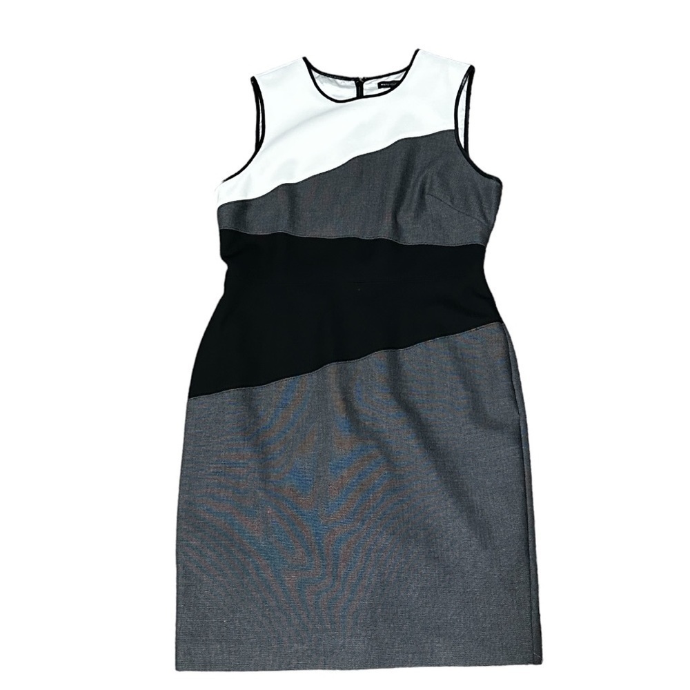 WHBM Color Block Dress with Faux Leather Trim Size 12P NWOT